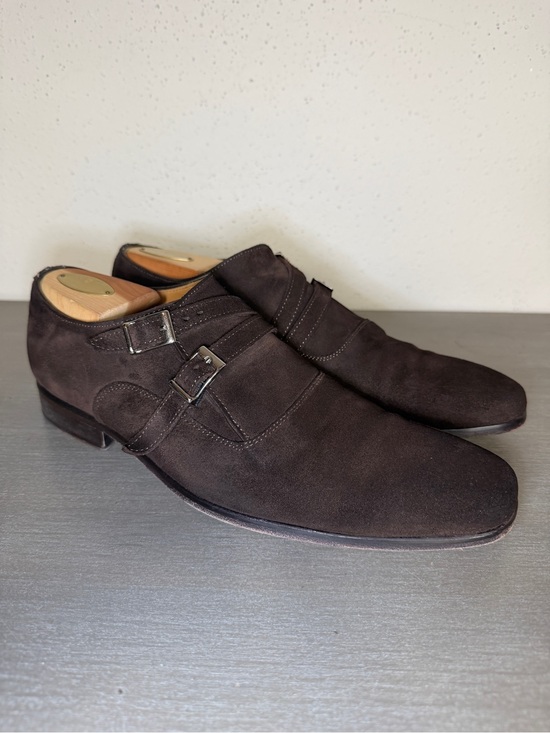 Vero Cuoio Other - Paul Fredrick Brown Suede Double Monk Strap Shoes Men’s Size 8.5 Made In Italy